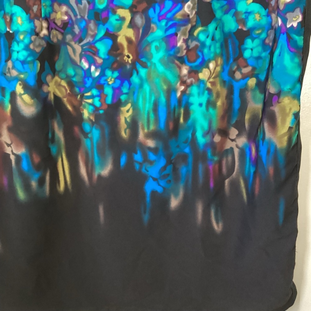 Danillo Boutique Shift Dress Size 1X Blue & Black Floral Design - Picture 6 of 10